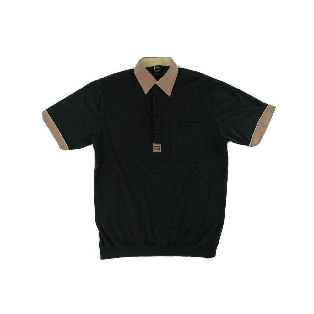 Gabicci Mens Polo Shirt M Black Brown Embroidered Short Sleeve
